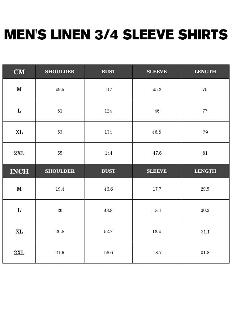 Ryannology Mens Linen Shirts Henley 3/4 Sleeve Casual Cotton T-Shirt Regular-Fit Lightweight Beach Yoga Tunic Tops - Image 5